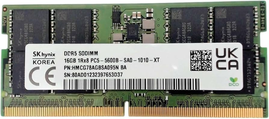 メモリー SK hynix SO-DIMM DDR5-5600 16GB Sk hynix 16GB DDR5-5600 SODIMM Laptop Memory Module